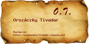 Orszáczky Tivadar névjegykártya